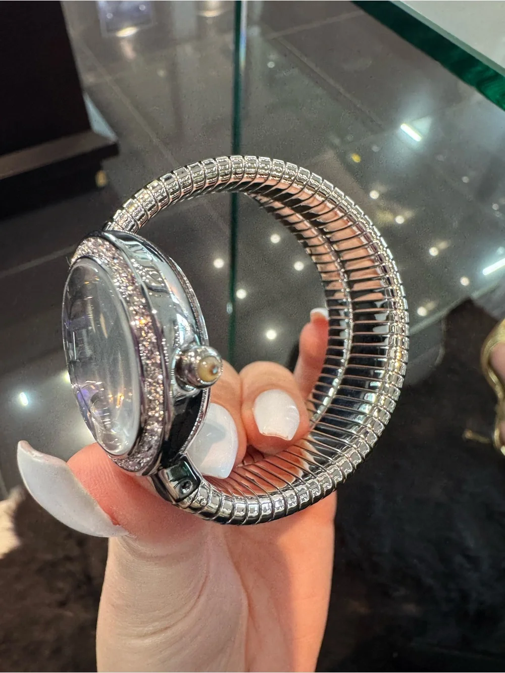 Colleen Lopez Abalone Dial Coil Wrap Bracelet Watch